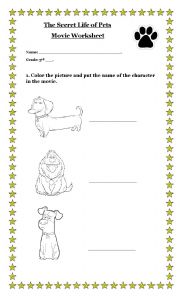 Movie Worksheet: The Secret Life Of Pets