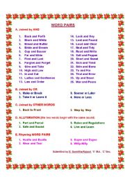 English Worksheet: Word Pairs