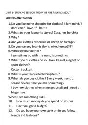 English Worksheet: Clothes