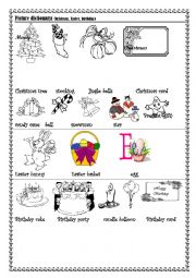 English Worksheet: special days picture dictionary