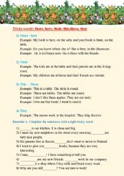 English Worksheet: Tricky words: there, here, this, these, they, their 