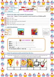 English Worksheet: time for  lunch