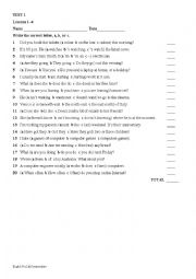 English Worksheet: English for Life Intermediate Grammar Test1 