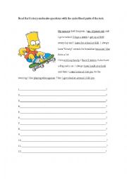 English Worksheet: Bart Simpson- question making