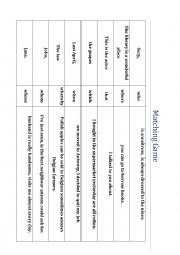 Relative Clauses Matching Game