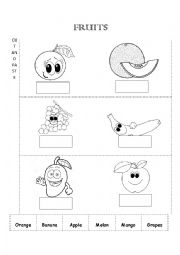 English Worksheet: Fruits and Vegetables 