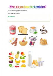 English Worksheet: What do you have for breakfast?