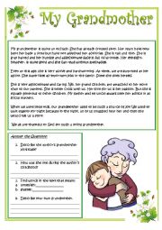 English Worksheet: My Grandmother