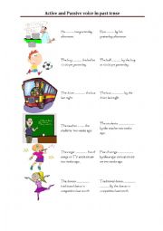 English Worksheet: active and passive voice in past tense