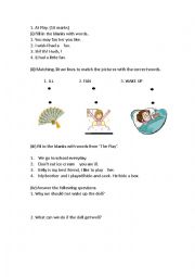 English Worksheet: English test for grade 1