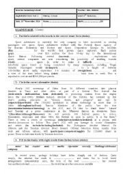 English Worksheet: Test 4th Form