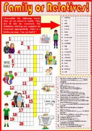 English Worksheet: Family or Relatives 17/..    + KEY.