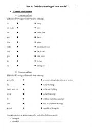 English Worksheet: How to find the meaning of new words