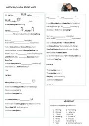 English Worksheet: JUst the way you are, Bruno Mars
