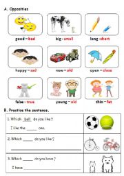 English Worksheet: Opposite Adjectives