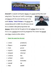 English Worksheet: minecraft