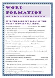 English Worksheet: Word formation