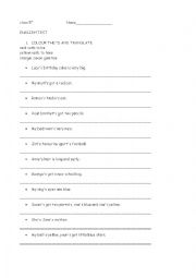 English Worksheet: test to be, to have, saxon genitive
