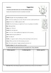 English Worksheet: Suggestions