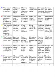 English Worksheet: ice breaker for intermediate/advanced students