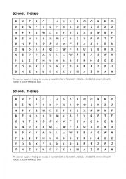 English Worksheet: SCHOOL THINGS WORDSEARCH