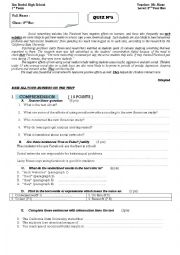 English Worksheet: Test 2 Year Bac 