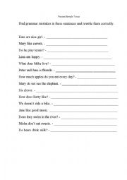 English Worksheet: Find the Mistakes 