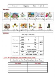 English Worksheet: Shopping