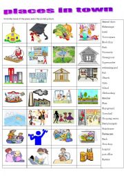 English Worksheet: places in town 