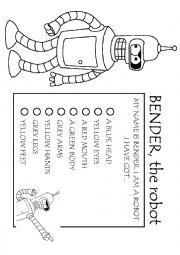 English Worksheet: Bender, the robot