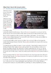 English Worksheet: Hillary Clintons Concession Speech