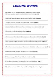 English Worksheet: Linking words