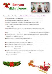 English Worksheet: Bet You Didnt Know: Christmas History 