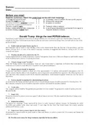 English Worksheet: Donal Trump proposals