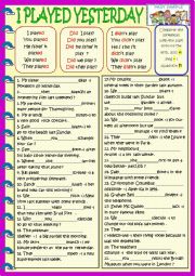 English Worksheet: I played yesterday :Past simple basic