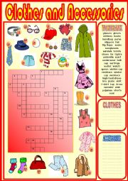 English Worksheet: Clothes and Accessories  18/..  + KEY
