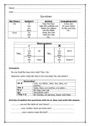 English Worksheet: questions present simple