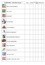 English Worksheet: Household chores - pairwork