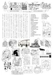 English Worksheet: CITY FACILITIES - WORDSEARCH
