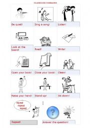 English Worksheet: classroom commands