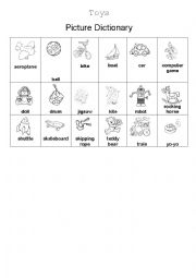 English Worksheet: Toys Picture Dictionary