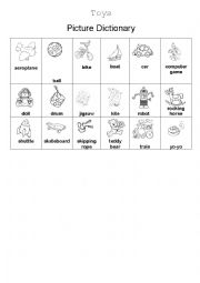 English Worksheet: Toys Picture Dictionary