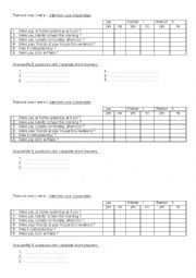 English Worksheet: Pairwork was / were - questions + short answers