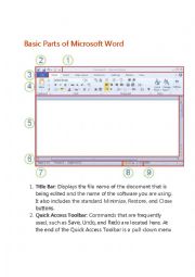 English Worksheet: Basic Parts of Microsoft Word Handout