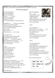 English Worksheet: We dont talk any more song activity