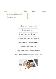English Worksheet: Put the words in the right order ELEMENTARY