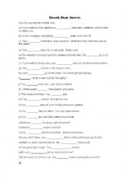 English Worksheet: Modal verbs (should, must, have to)