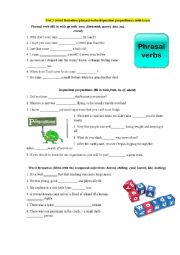 English Worksheet: Test 3 (word formation/phrasal verbs/dependent prepositions) (with keys) 