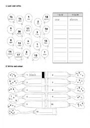 numbers, colours and alphabet