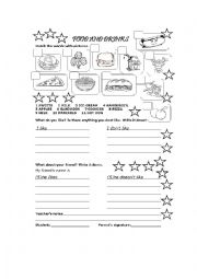 English Worksheet: food & drinks